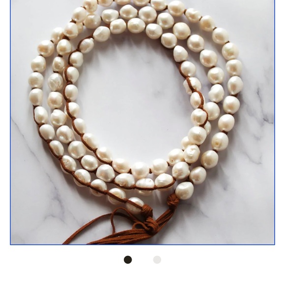 COPY - Tess &Tomy medium pearl suede necklace, long. - Picture 4 of 5